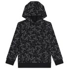 بلوزة بغطاء رأس وشعار باللونين الأبيض والأسود, 1, hi-res