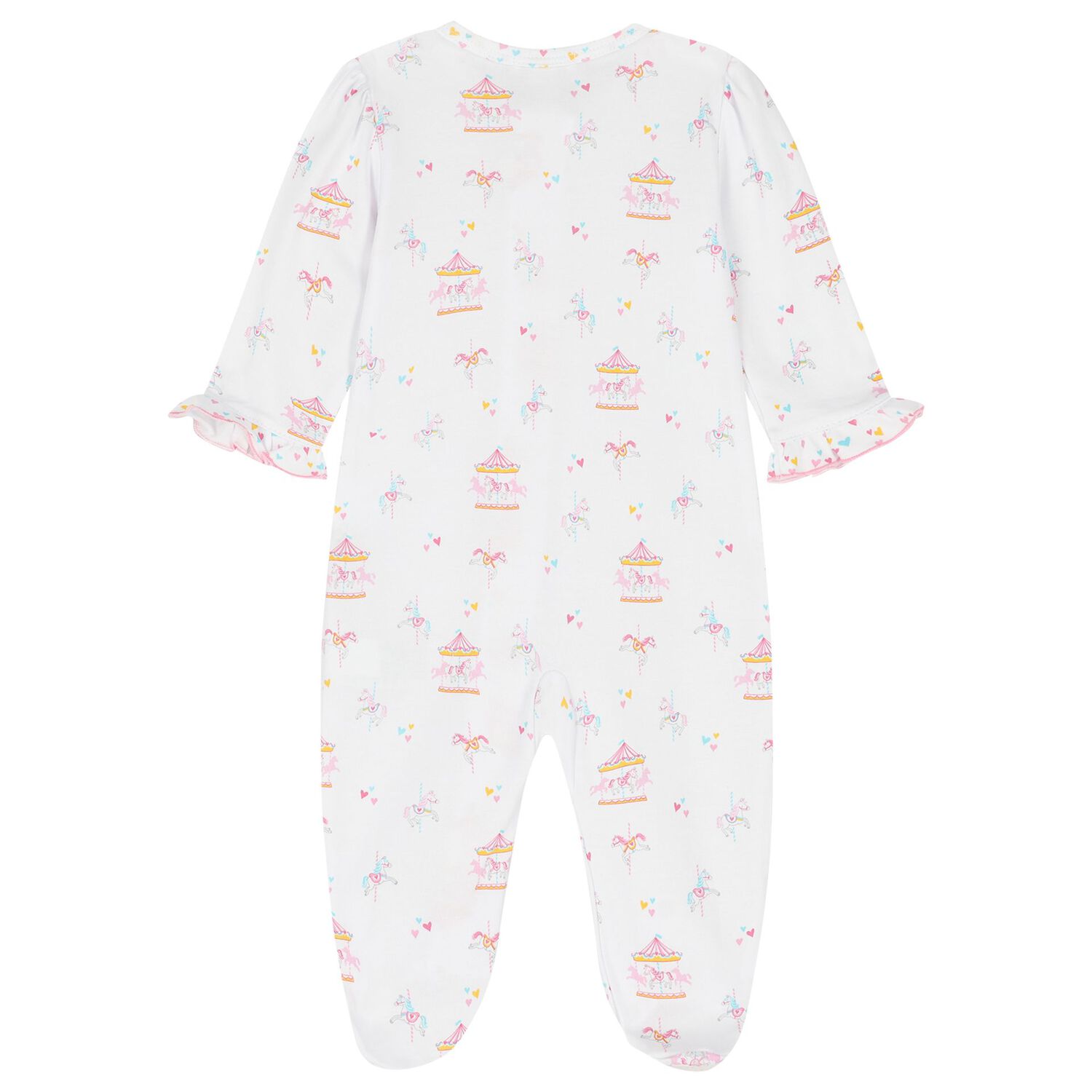 Baby Girls White & Pink Carousel Babygrow, 1, hi-res