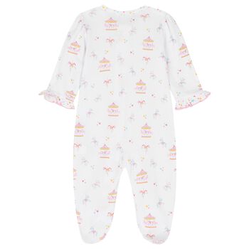 Baby Girls White & Pink Carousel Babygrow