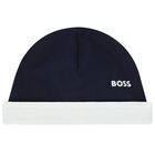 Baby Boys Navy Blue Logo Hat, 1, hi-res