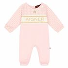 Baby Girls Pink & Gold Logo Babygrow, 3, hi-res
