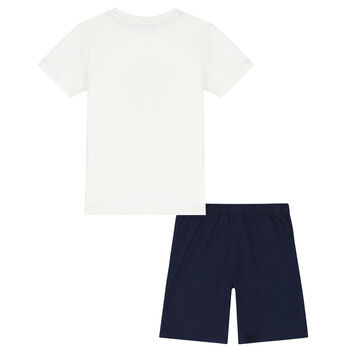 Boys Ivory & Navy Short Pyjamas