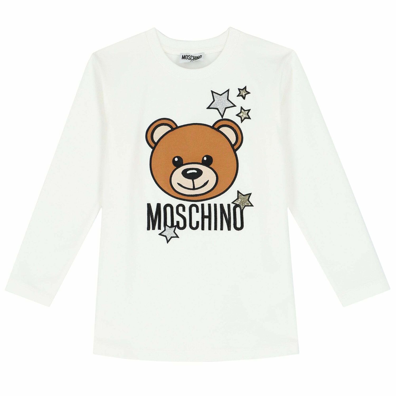 Girls Ivory Long Sleeved Logo Top, 1, hi-res image number null