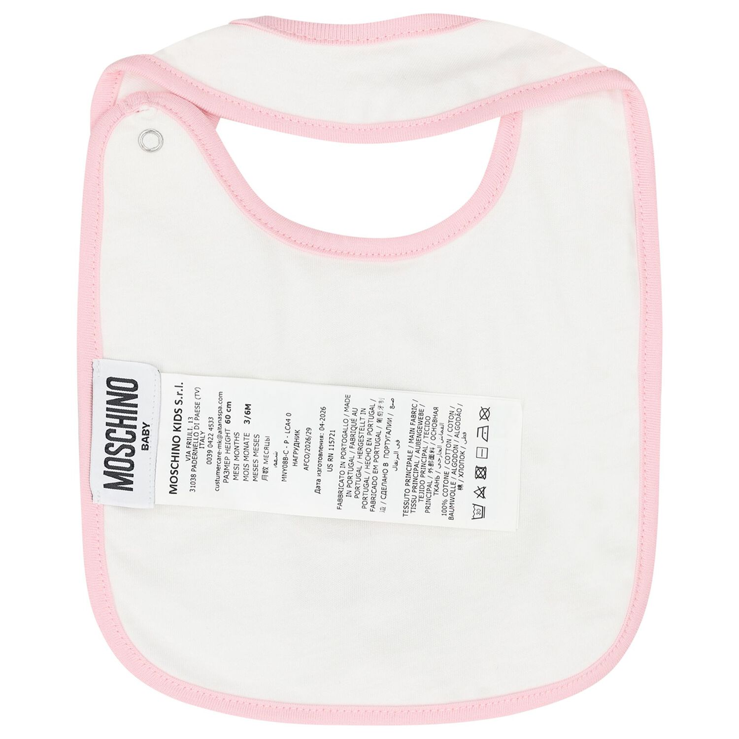 Baby Girls Pink & White Teddy Bear Logo Hat & Bib Gift Set, 1, hi-res