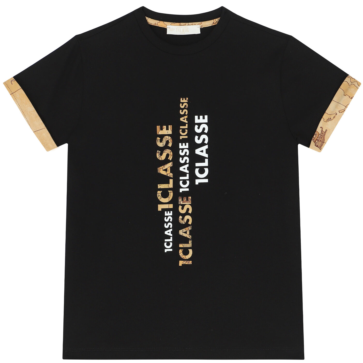 Boys Black & Beige Logo T-Shirt, 1, hi-res