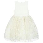 Girls Ivory Tulle Floral Dress, 1, hi-res