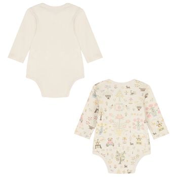 Baby Girls Ivory Polo Bear Bodysuits ( 2 Pack )