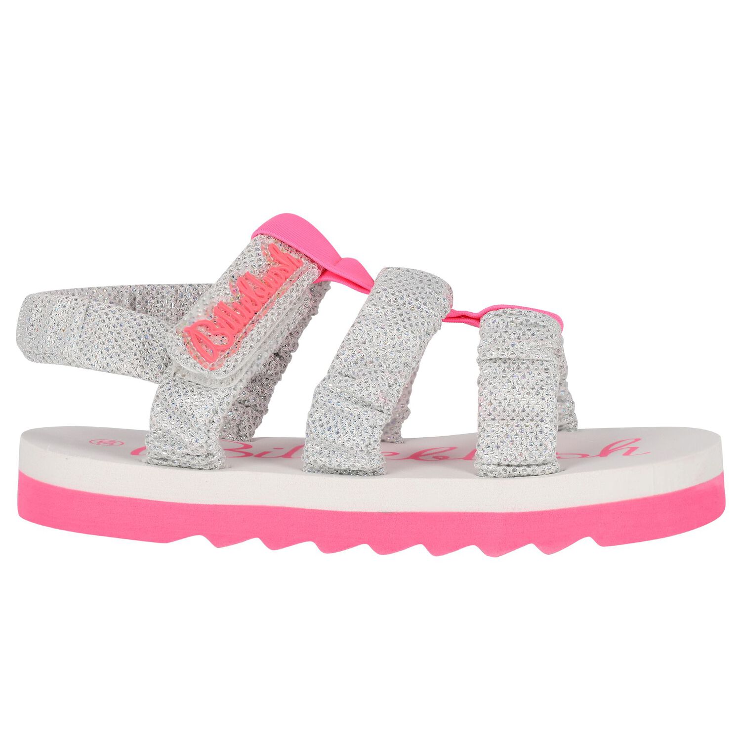 Girls Silver & White Logo Sandals, 1, hi-res image number null