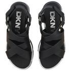 Girls Black Logo Sandals, 1, hi-res