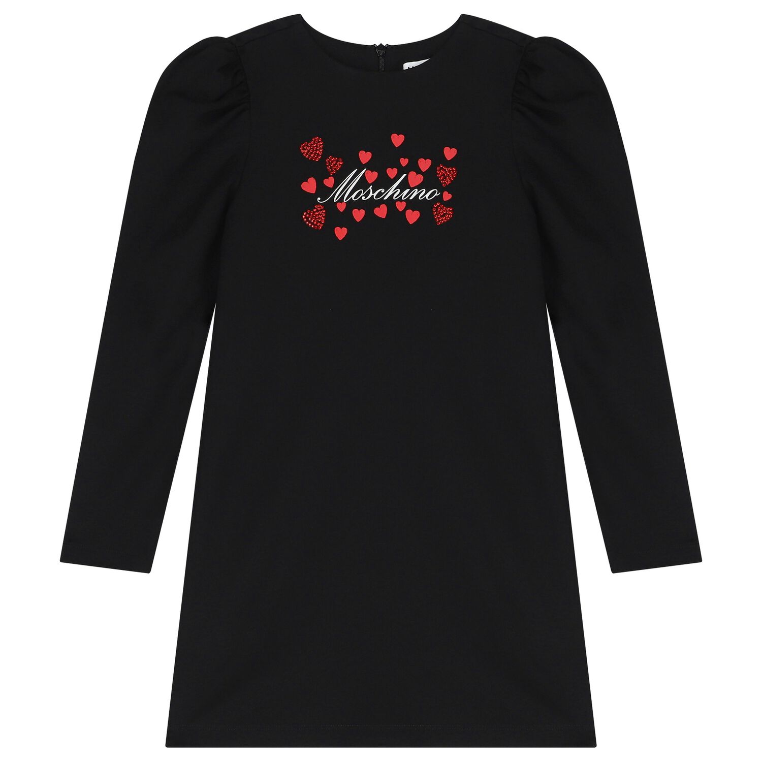 Girls Black Logo Dress, 2, hi-res