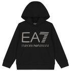 Boys Black Logo Hooded Top, 1, hi-res