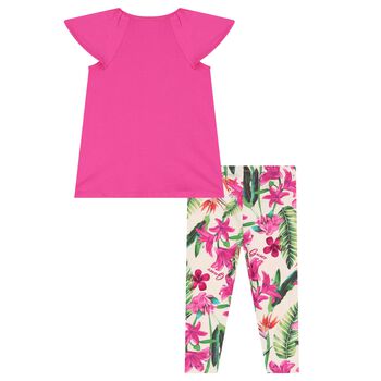 Girls Pink & Ivory Leggings Set