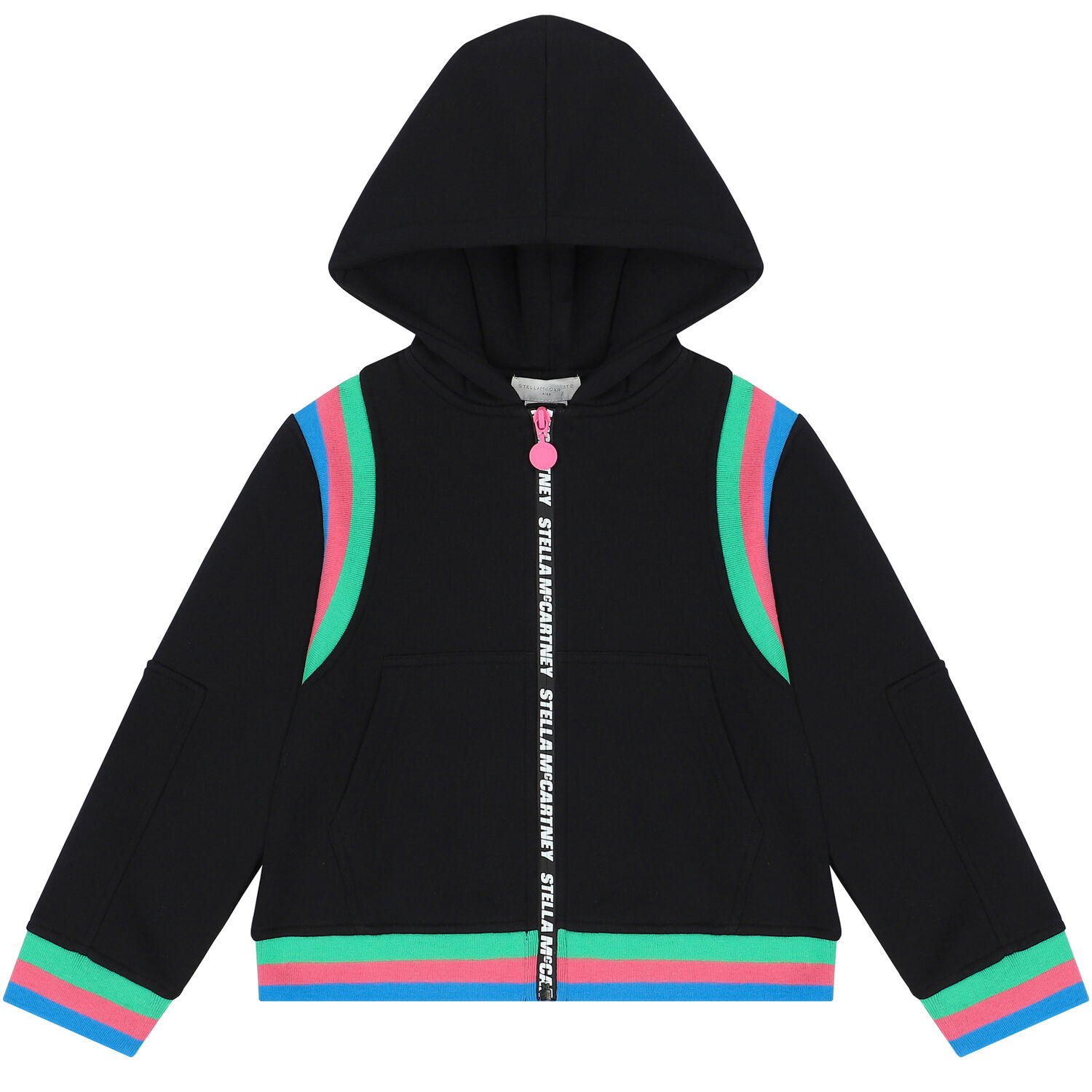 Girls Black Logo Zip Up Top, 1, hi-res