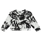 White & Black Graffiti Logo Sweatshirt, 1, hi-res