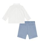 Baby Boys Beige, Blue & White Shorts Set, 1, hi-res