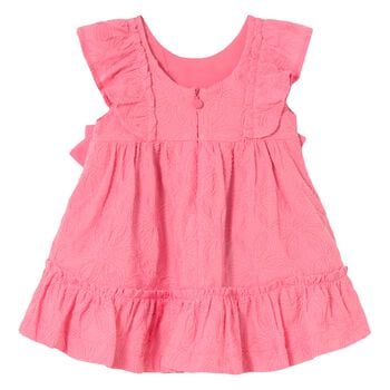 Younger Girls Pink Embroidered Dress