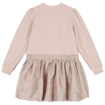 فستان بنات باللون الذهبي والبيج 