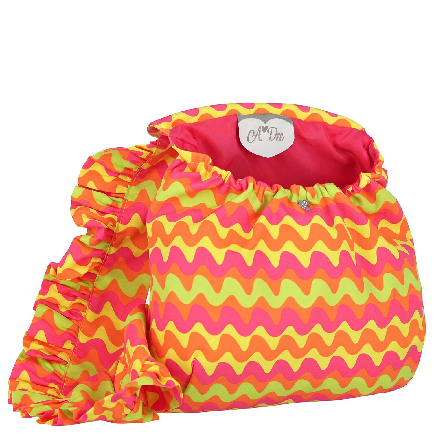 Girls Pink, Orange & Yellow Ruffle Backpack, 1, hi-res
