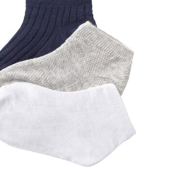 Baby Boys Grey, Navy and White Socks (3 Pack)