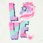 توب بأكمام طويلة بطبعة يونيكورن باللون العاجي للبنات, 1, hi-res