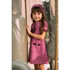 Girls Pink Tweed & Velvet Bow Dress, 2, hi-res