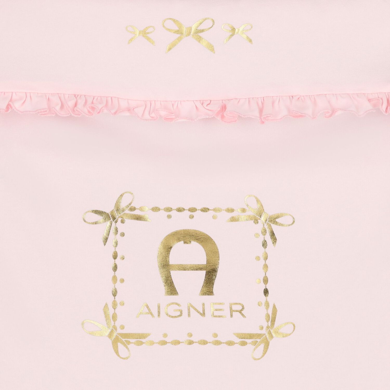 Baby Girls Pink & Gold Bow Logo Nest, 2, hi-res