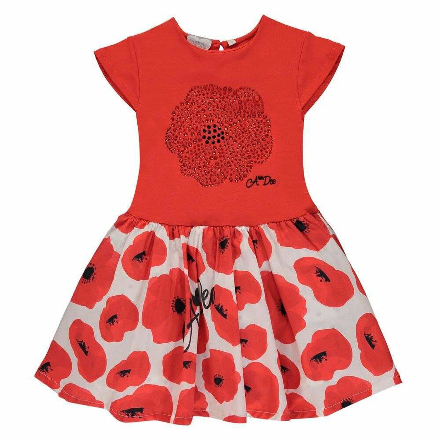 Girls Red Poppy Dress, 1, hi-res