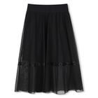 Girls Black Logo Mesh Skirt, 1, hi-res