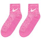 Girls White & Pink Logo Socks ( 6-Pack ), 1, hi-res