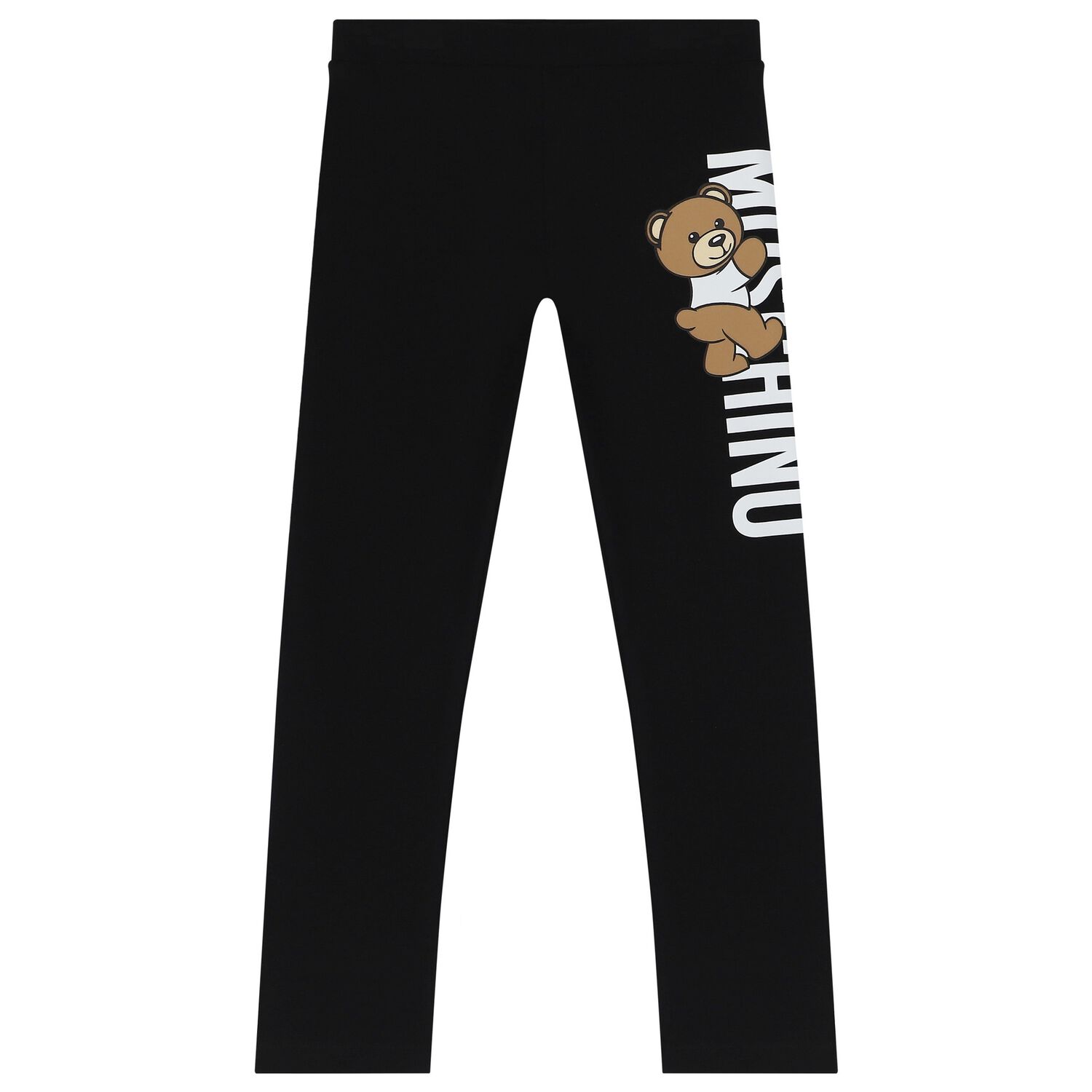 Girls Black Teddy Bear Logo Leggings, 1, hi-res image number null