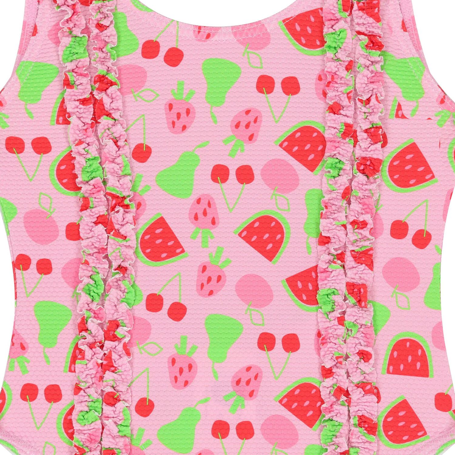 Girls Pink Fruits Ruffled Swimsuit, 1, hi-res image number null