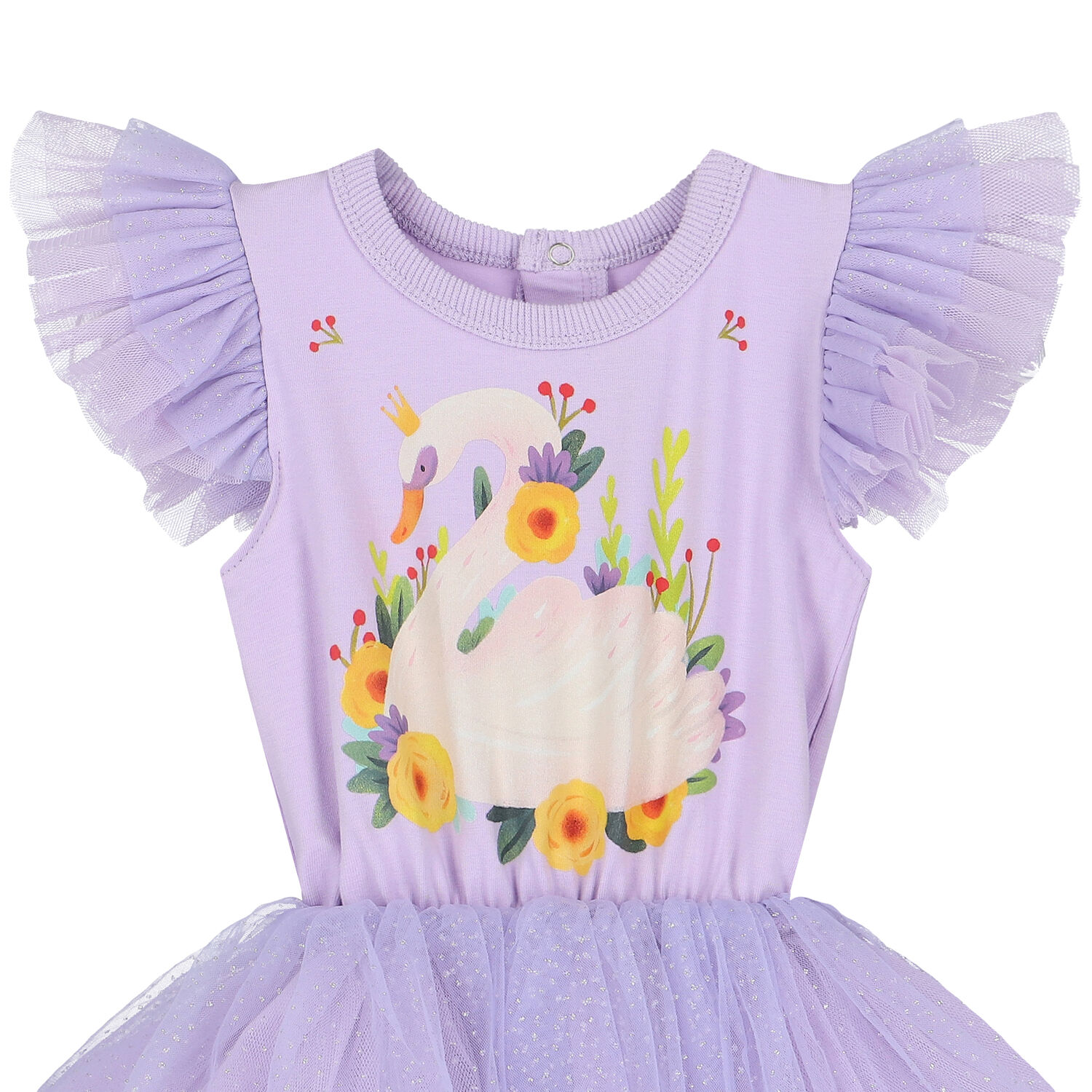 Baby Girls Purple Swan Tulle Bodysuit Dress, 1, hi-res image number null