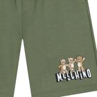 Boys Green Teddy Bear Logo Shorts, 2, hi-res