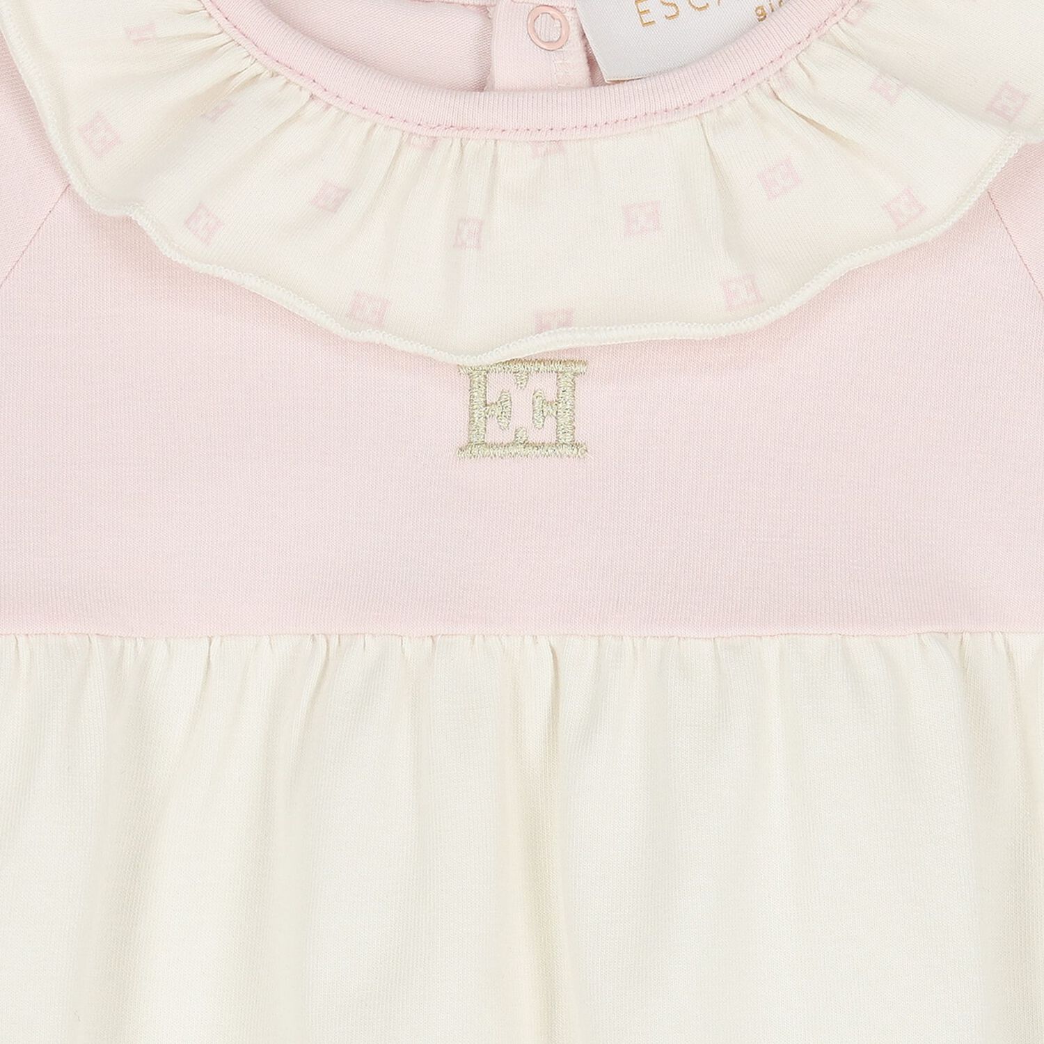 Baby Girls Pink & Ivory Logo Bodysuit, 1, hi-res