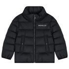 Boys Black Logo Padded Jacket, 1, hi-res