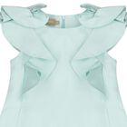 Girls Aqua Satin Ruffle Dress, 3, hi-res
