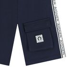 Boys Navy Blue Logo Shorts, 2, hi-res