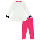 طقم بنات ليغنز بالشعار باللون الأبيض والوردي, 1, hi-res