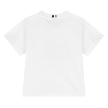 تيشيرت اولاد بالشعار بطبعه ضفضع باللون الابيض