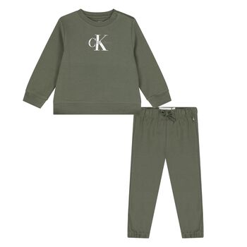 Calvin Klein Green Logo Younger Tracksuit, 7 Green Logo Younger Tracksuit