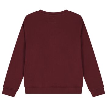 Boys Burgundy Teddy Bear Logo Sweatshirt