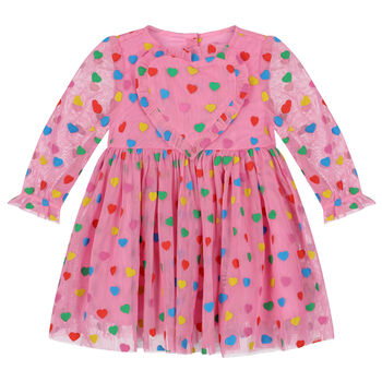 Younger Girls Pink Tulle Heart Dress