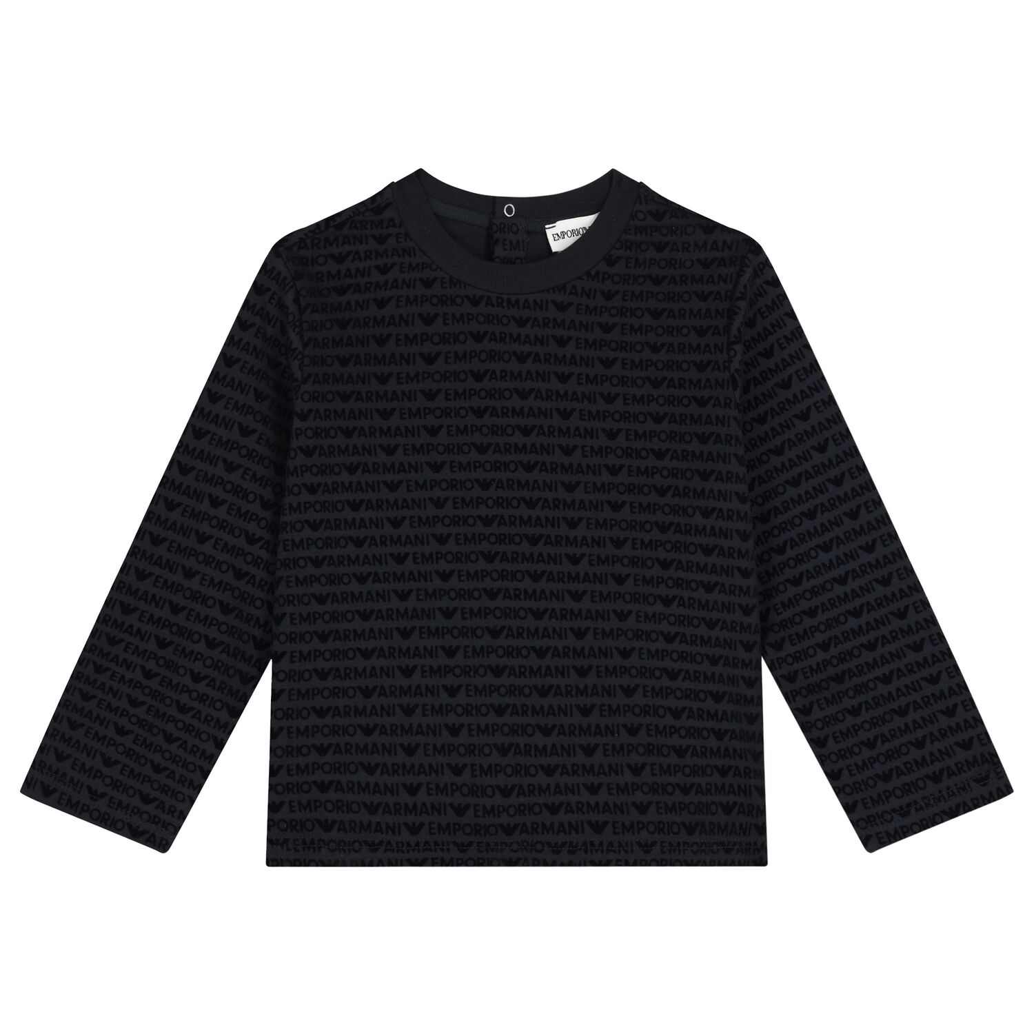 توب باكمام بالشعار باللون الكحلي والابيض للاولاد, 1, hi-res