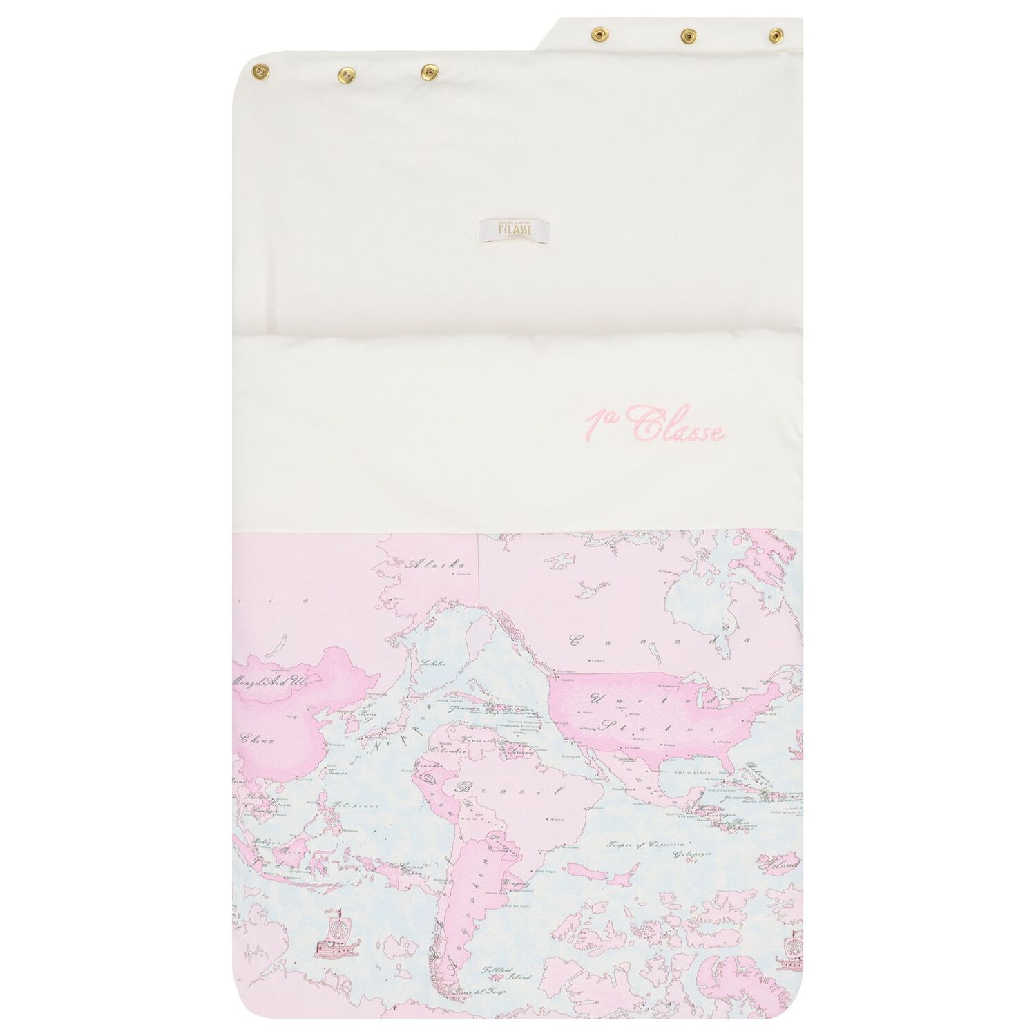 Baby Girls Ivory & Pink Geo Map Baby Nest, 2, hi-res