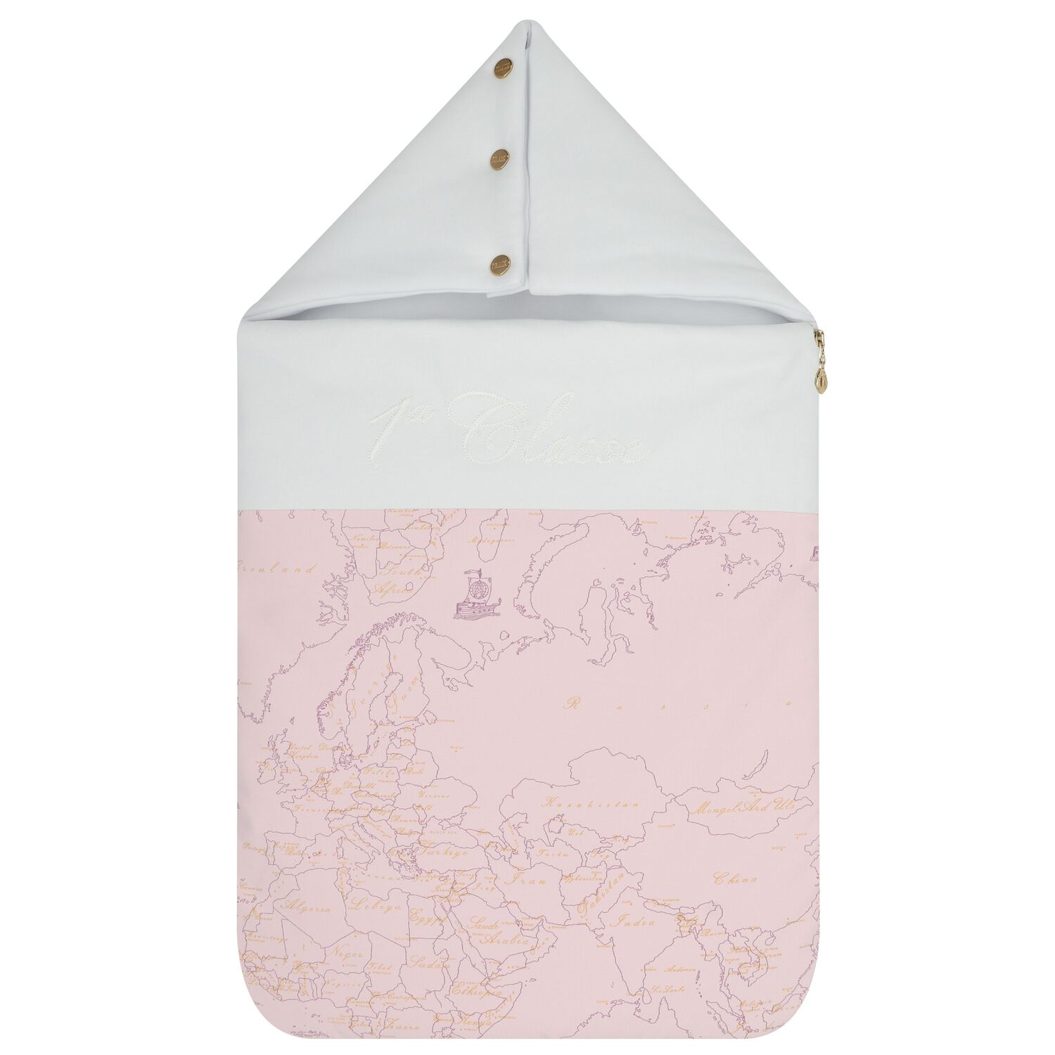 Baby Girls White & Pink Geo Map Baby Nest, 1, hi-res