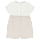 Baby Boys White & Beige Romper, 1, hi-res