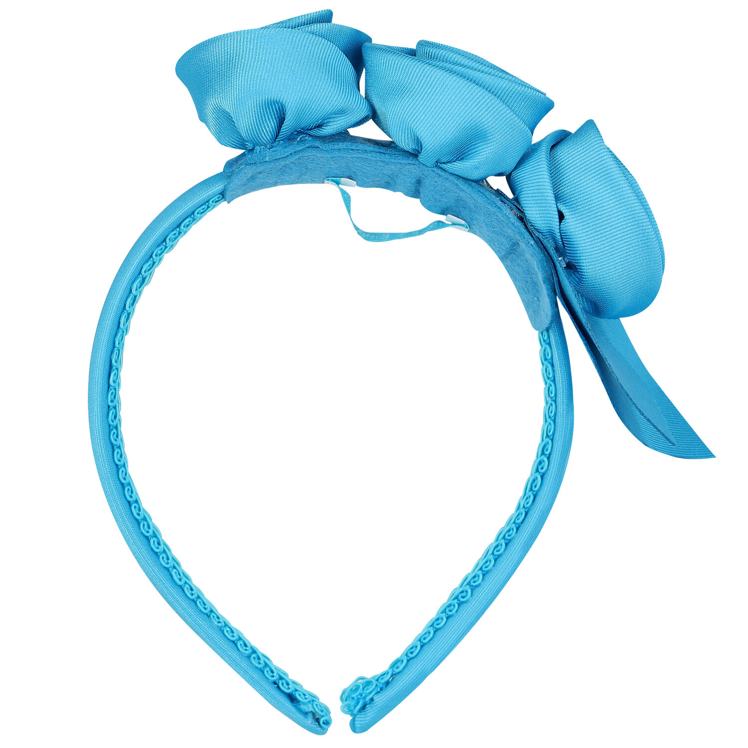 طوق شعر ساتان بطبعة الزهور باللون الأزرق, 1, hi-res image number null