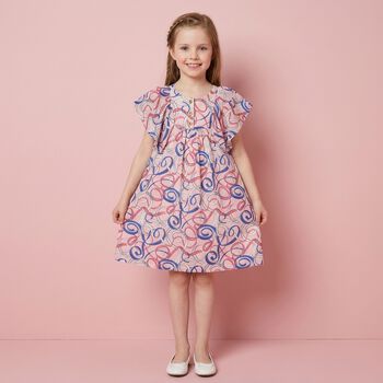 Girls Pink Logo Ribbon Dress 
