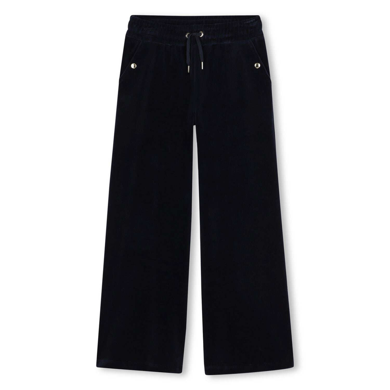 Girls Navy Blue Wide Leg Trousers, 1, hi-res