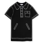 Girls Black Printed Dress, 1, hi-res